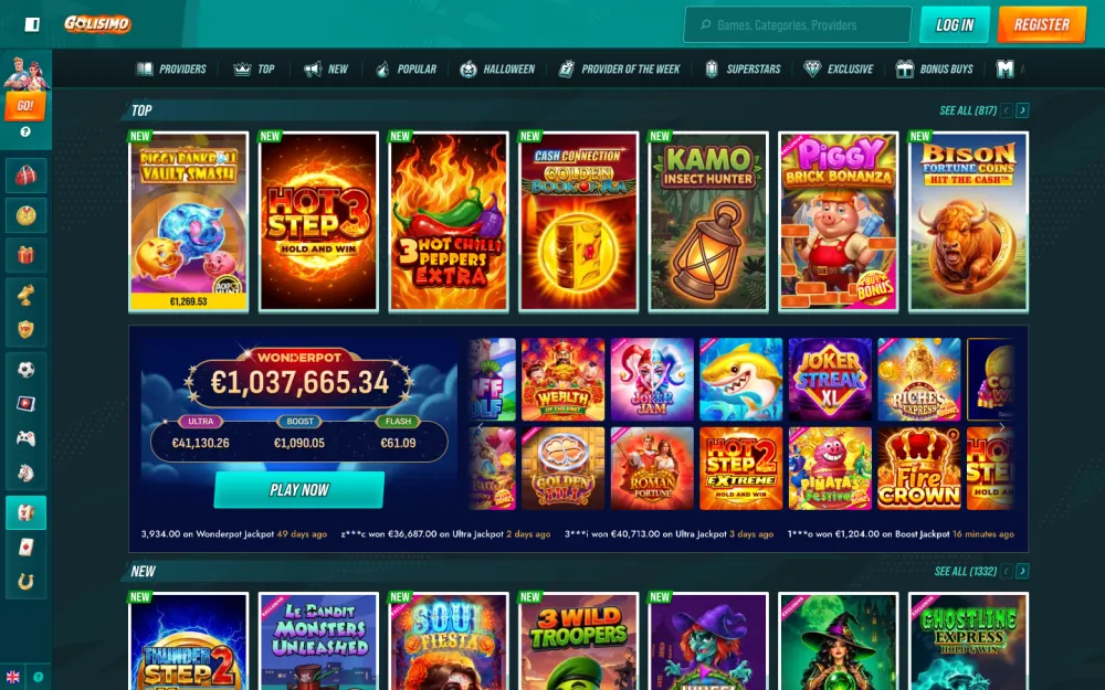 Golisimo casino lobby on desktop